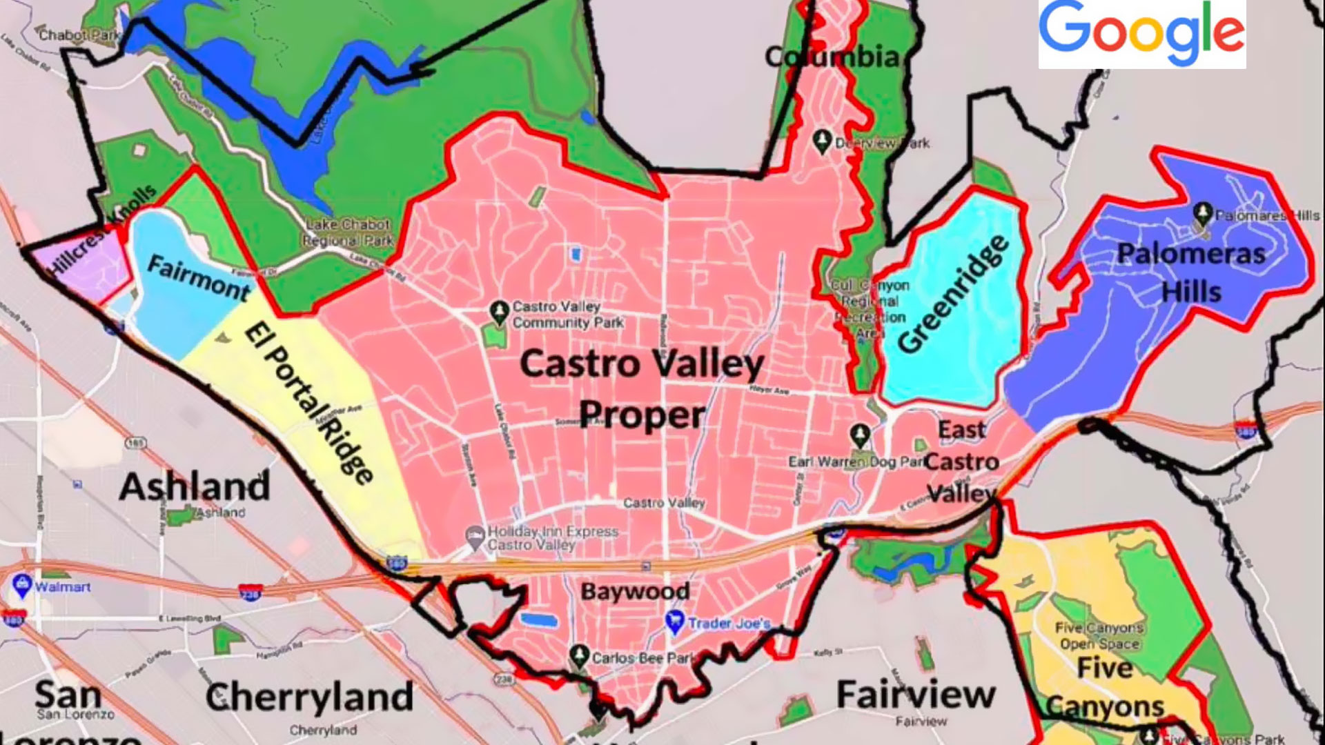 Before Castro Valley Map